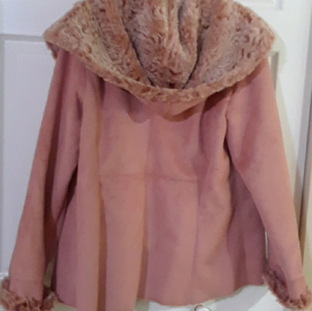 Terry Lewis faux suede jacket with hood SIZE M